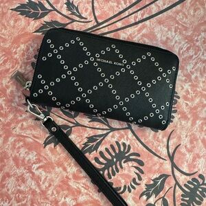 Michael Kors Black Studded Wristlet Wallet